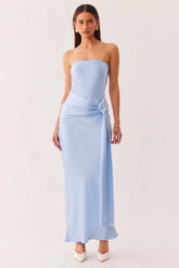Angie Front Tie Maxi Dress - Baby Blue