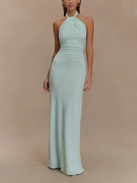 Lagoon Glow Halter Maxi Dress 