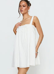 Reason To Stay Lace Trim Floaty Mini Dress White