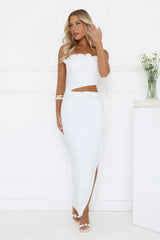Floral Rose Strapless Maxi Dress Off White