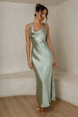 Cassandra Cowl Neck Maxi Dress - Pistachio (PREORDER)