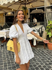 Tessa – Romantic midi dress with puff sleeves