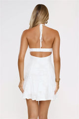Stay Shining Halter Mini Dress White