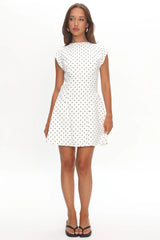 Aristos Cap Sleeve Mini Dress Polka Dot White