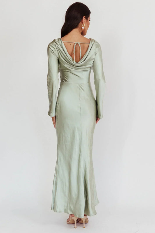 Loveland Cowl Back Midi Dress Sage