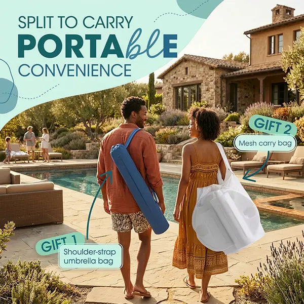 Floating Pool Umbrella with Bar and Base, Portable Pool Bar Table Umbrellas with Cup Holder & Phone Stand, Floating Poolside Shade, Included Easy Carry Bag, for Inside of Pool, Swimming Area, Lake House, Beach, Summervibes, DealsForYouDays