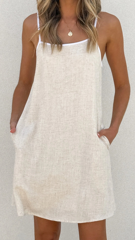 Libra Mini Dress - Natural/White