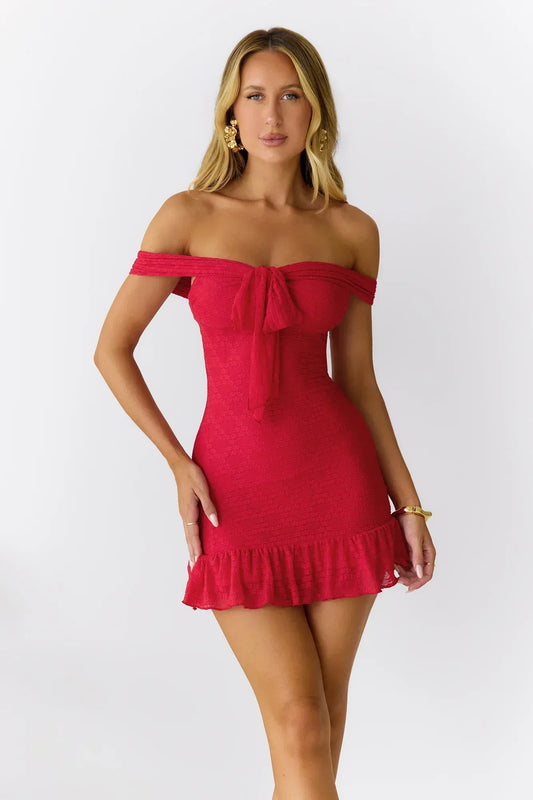 Tides Of Love Off Shoulder Mini Dress