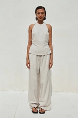 Heather Pant - Stone Pinstripe