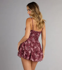 Sweet Like Honey Floral Lace Skater Mini Dress