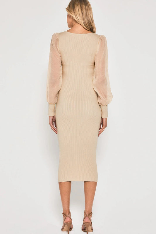 Amelia Knit Midi Dress - Cream