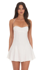 Bust Fit and Flare Dress in White